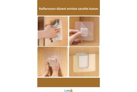 Resim Letsii Şeffaf Yapışkanlı Raf Tutucu Klips 4 Adet 