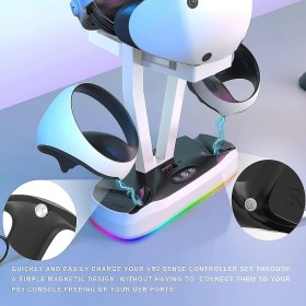 Resim Winvik Ps Vr2 Şarj Istasyonu Manyetik Şarj Taban Ps Vr2 Stand Depolama Rafı Rgb Renk Işığı (Yurt Dışından) 