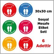 Resim Sticker Sepetim Sosyal Mesafe Etiket Seti - Koronavirüs (covid-19) Uyarıları Sticker Setleri 3 