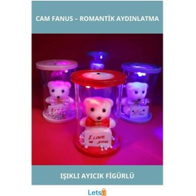 Resim Işıklı Cam Fanus İçinde Sevimli Ayıcık Hediye 1 Adet 