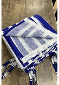 Resim Balkon Perdesi 1,sınıf Gabardin Kumaş Lüks Perde Mavi - Beyaz 