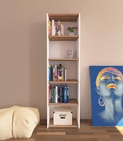 Resim Nur Mobilya Maya 5 Raflı Kitaplık Beyaz-Atlantik Çam 