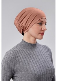 Resim Sonbaharmoda Kadın Tesettür Hazır Pratik Geçmeli Bone Lastikli Kaymaz Gül Kurusu Gül Kurusu 