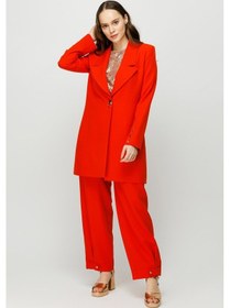 Resim Esswaap Çıt Çıt Detaylı Oversize Ceket Pantolon Takım Oranj-oranj Oranj 