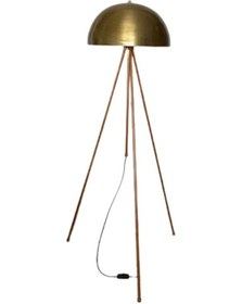 Resim Rsylight Retro Metal Dekoratif Bakır Eskitme 3 Ayaklı Köşe Lambası Lambader 