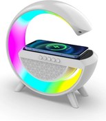 Resim KOÇAKELEKTRONİK Bluetooth Hoparlörlü Kablosuz Şarj Özellikli Masa Lambası Gece Lambası 3-in1 Gökkuşağı Model Bs-23 
