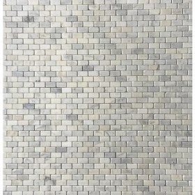 Resim Pietramosaic Eskitme Doğal Taş Dekorasyon Tuğla Desen Beyaz-Gri Mermer Duvar Kaplama Fileli Mozaik 2,3x4,8 cm 