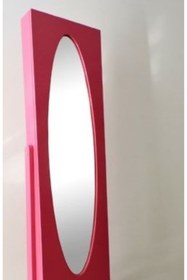 Resim Ankara Mobilya Takı Dolabı ST 12934 Boy Ayna Kayın MDF Parlak PEMBE Lake Boya Klasik El Yapım 