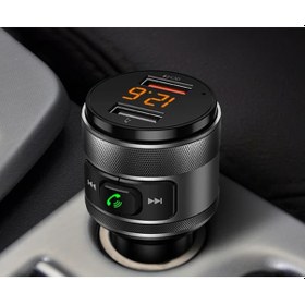 Resim Qc3.0 Fast Charge Hands-free Wireless Bluetooth Car Kit Fm Transmitter - Black, Dual Usb, Ats Bluetooth 4.2, Mp3/wma/wav, 64gb Usb Support 