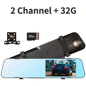 Resim Dream011 5.0 Inç Büyük Ekran 1080p Yüksek Çözünürlüklü Çift Kayıtlı Araç Kamerası 140 Geniş Açı 32gb Kart 