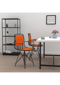 Resim Knsz kafes tel sandalyesi 1 li mazlum syhtrn kolçaklı sırt minderli ofis cafe bahçe mutfak 