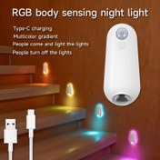 Resim RGB Vücut Algılama Gece Lambası - Hareket Sensörlü Renkli LED Duvar Lambası, Kolay Kurulum, USB Şarj Edilebilir, Yatak Odası, Mutfak, Banyo ve Koridor Dekoru İçin İdeal, Mükemmel Tatil Hediyesi, Banyo Gece Lambası | Modern Duvar Lambası | Ayarlanabilir Renk Sıcaklığı, Banyo Işığı 