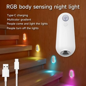 Resim RGB Vücut Algılama Gece Lambası - Hareket Sensörlü Renkli LED Duvar Lambası, Kolay Kurulum, USB Şarj Edilebilir, Yatak Odası, Mutfak, Banyo ve Koridor Dekoru İçin İdeal, Mükemmel Tatil Hediyesi, Banyo Gece Lambası | Modern Duvar Lambası | Ayarlanabilir Renk Sıcaklığı, Banyo Işığı 