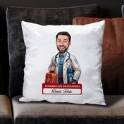 Resim En Başarılı Erkek Acil Servis Doktoru Karikatürlü Yastık 