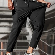 Resim Erkekler için Elastik Spor Pantolonları, Yüksek Esneklikte Hızlı Kuruyan Fitness Düz Dokuz İnç Pantolon, Koşu, Spor ve Dış Aktiviteler için Uygun Erkek Spor Pantolonları 