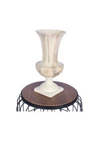 Resim Yapay Çiçek Sitesi Mermer Desenli Dekoratif Seramik Vazo 36 Cm Fildişi 
