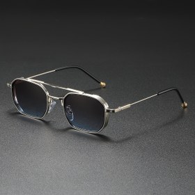 Resim 1 adet Vintage ilhamlı Kare Metal Çift Köprü Moda Gözlükleri PC Lensler ile - Günlük Giyim ve Fotoğraf Çekimleri için Şık Unisex Gözlükler, Retro Stil, Elde Yıkama veya Kuru Temizleme, Vintage Gözlükler 