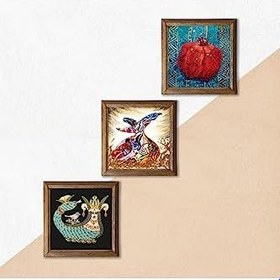 Resim Pinecone Bereket Duası, Şahmeran, Semazen Taş Duvar Tablosu - Ahşap Çerçeveli Taş Tablo - 25x25 cm - 3 Parça Set - Dekoratif Duvar Sanatı - Modern Ev ve Ofis Duvar Dekoru W3-80 