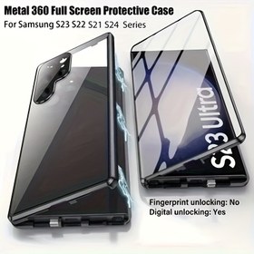 Resim for Samsung S23 Ultra, S24, S24 Plus, S24 FE, S25, S5 Ultra, S25 Plus ve S25 FE Uyumlu Çift Taraflı Cam Lensli Telefon Kılıfı 