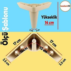 Resim Badem10 4 Adet Aspen Lüks Mobilya Kanepe Sehpa Puf Koltuk Ayağı 14 cm Krem Baza Köşe Ayak 