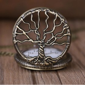 Resim hediyesahibi Kişiye Özel Hayat Ağacı Tasarımlı Retro Quartz Zincirli Köstekli Cep Saati 