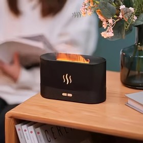 Resim USB Alev Esintili Nemlendirici, Aromaterapi ve Ortam Işığı ile - Ev ve Ofis için Mükemmel, Üstten Dolum Tasarımı 