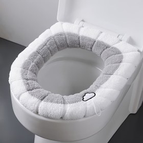 Resim 1 Adet Peluş Tuvalet Kapağı - Yumuşak Sıcak Kaymaz Banyo Matı, Sevimli Kalp Desenli, Tüm Mevsim Kullanımına Uygun, Kolay Temizlenir, Elde Yıkanabilir, Elektriksiz, Oyuncağı Tasarım, Dayanıklı Kumaş 