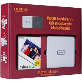 Resim Instax Link Wide Beyaz Akıllı Telefon Yazıcısı Bundle Box 