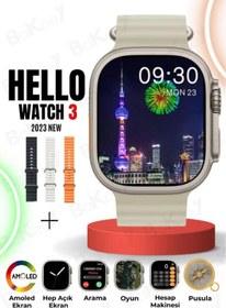 Resim Bakeey Hello Watch 3 Amoled Ekran 3 Kordon Wireless Pusula 4gb Hafıza Watch 8 Akıllı Saat 