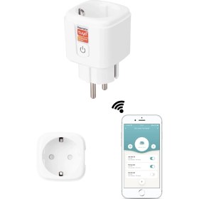 Resim S-Link SL-01 Akıllı Priz 16A Beyaz Wi-Fi Tuya Uyumlu,Çocuk Korumalı,Uzaktan Kontrollü 