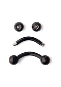 Resim 10 Mm Siyah Eğik Kavisli Kaş Piercing Çelik Dudak Helix Tragus Küpe 