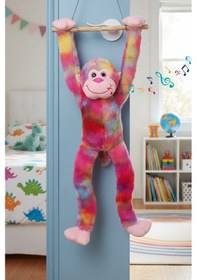 Resim Sevimli Rengarenk Sesli Peluş Maymun Cırtlı Asılabilen Dev Boy Maymun Peluş 90 Cm Çok Renkli 