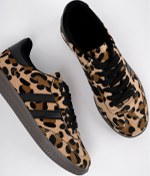 Resim Muggo Leopard Garantili Kadın Ortopedik Günlük Bağcıklı Yürüyüş Leopar Desenli Sneaker Spor Ayakkabı 