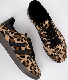 Resim Muggo Leopard Garantili Kadın Ortopedik Günlük Bağcıklı Yürüyüş Leopar Desenli Sneaker Spor Ayakkabı 