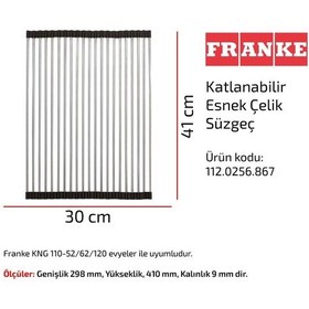Resim Franke Rulo Katlanabilir Esnek Çelik Süzgeç, 30x41 Cm, 112.0256.867 Paslanmaz Çelik 