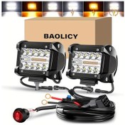 Resim Wangxi 10-16 Cm 6 Modlu Amber Beyaz Yanıp Sönen Led Pod Işık Şeritli Yuvarlak Bağlantı Kiti Kamyon Suv Atv Utv 