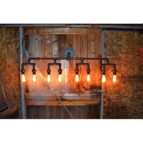 Resim 8'lı Borulardan Duvar Lambası Hediyelik Duvar Apliği Vintage Siyah 