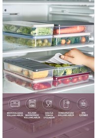 Resim Selka Home 4'lü Set Nora Organizer Buzdolabı Buzluk Düzenleyici Saklama Kabı( 1 Ad. 4 Lt. 1 Ad. 2,25 Lt. 2 Ad. 1 Lt. ) 
