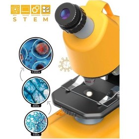 Resim Temel Sarı Stem Mikroskop Seti 100x 400x 1200x Plastik Gövdeli Bilim Kiti 