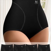 Resim 4'lü Paket Yüksek Bel Zayıflatıcı İz Bırakmayan Kadın İç Çamaşırı, Üçgen Pantolon, Rahat Stil, Vücut Şekillendirici ve Kalça Kaldırıcı, İnce Yaz Stili, Siyah 