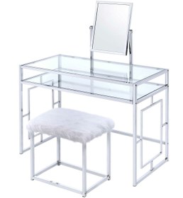 Resim Hitit Dekorasyon Abigail Paslanmaz Metal Makyaj Masası & Tabure 