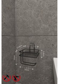 Resim Alper Banyo Siyah Güçlü Yapışkanlı Yedek Raflı Tuvalet Kağıtlığı Tuvalet Kağıdı Askısı 