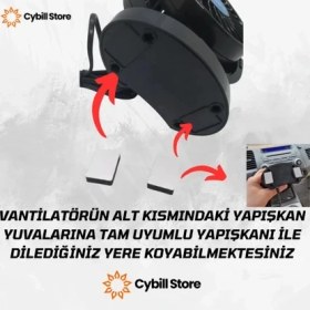 Resim Extra Market Tekli Vantilatör Torpido Üstü 12V Çakmaklık Girişli 360 Derece Ayarlanabilir 