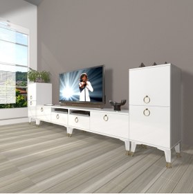 Resim Decoraktiv Eko 9220 Mdf Gold Tv Ünitesi Tv Sehpası - Parlak Beyaz 