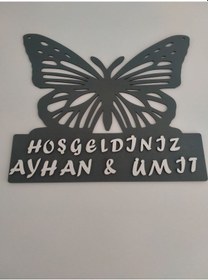 Resim Kelebek Kapı Süsü Kişiye Özel Antrasit 