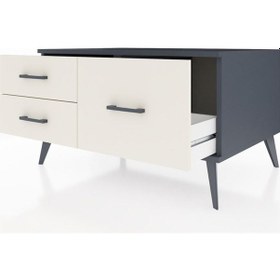 Resim Kronos Şifonyer 3 Raflı 88x59x48 Antrasit-antrasit/aytaşı Antrasit/aytaşı 