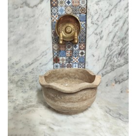 Resim Akm Dekor Traverten Fırfır Düz Mermer Kurna 