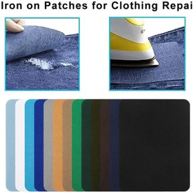 Resim 4 adet Demirli Yama Giyim Onarımı Çok Renkli Kumaş Yama Demirli Güçlü Yapıştır Yama Giyim Jean Onarımı Dekor 