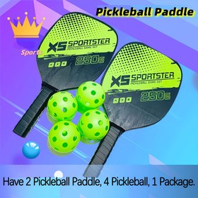 Resim Geliştirilmiş Kalınlaştırılmış 2 Pickleball Raketi, 4 Top ve Çanta Dahil, Dayanıklı ve Hafif, Başlangıç Seviyesi Pratik ve Açık Hava Oyunları İçin Uygun 
