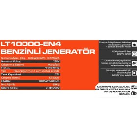 Resim Lutian LT10000 EN-4 8.3 Kw Benzinli Marşlı Jeneratör 